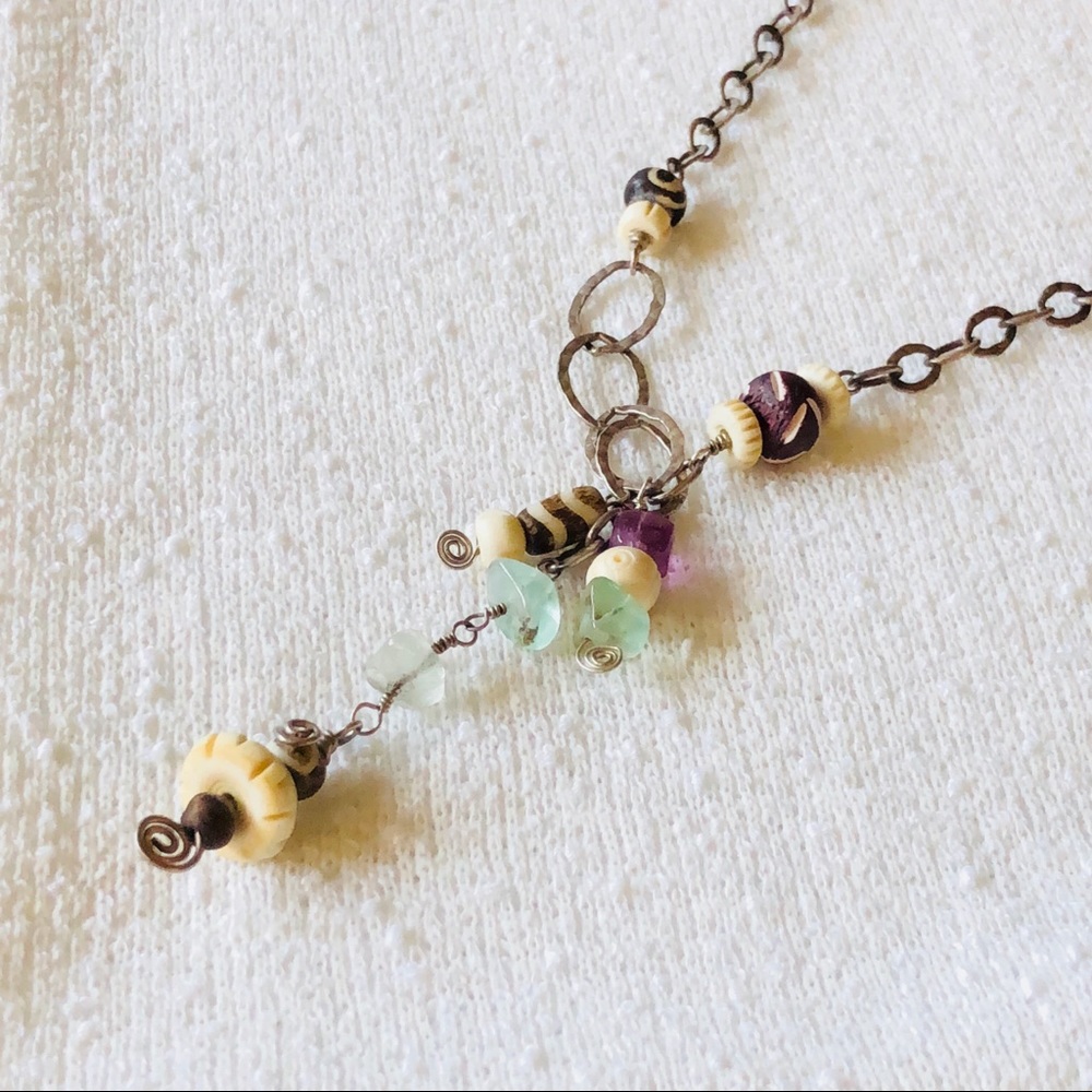 Handmade Sterling Silver Flourite Necklace New